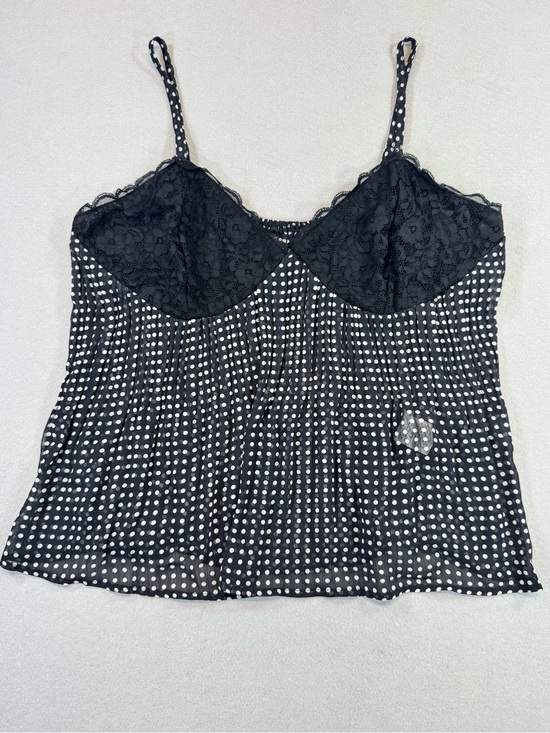 None Tops - Black Polka Sheer Dot Lace Cami Top XL